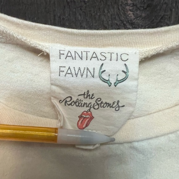 Fantastic Fawn The Rolling Stones Oversized T-Shirt Cream/Blue Sz S Unisex. - Picture 3 of 5